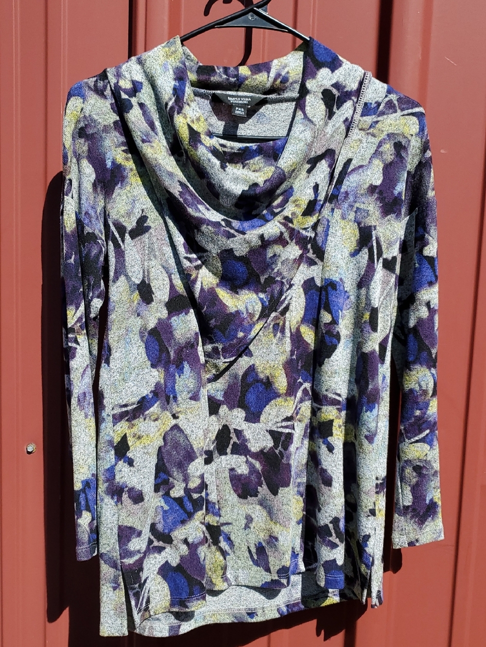 Simply Vera Vera Wang Floral Cowl Neck Sweater - Purple, Blue, Yellow